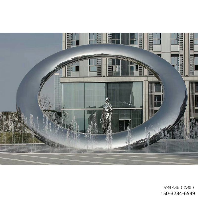 昌都小區(qū)圓環(huán)雕塑，水簾噴泉雕塑，水景藝術(shù)效果
