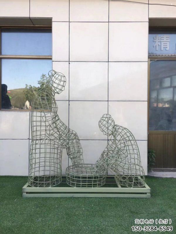 哈密鏤空孝道雕塑通用，街景小品，鐵藝洗腳雕塑制造
