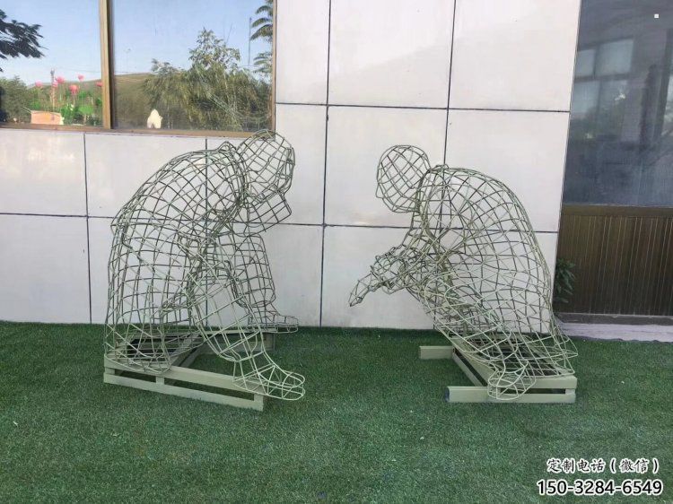 紹興鏤空下棋雕塑供需，廣場雕塑，鐵藝民俗人物雕塑選用