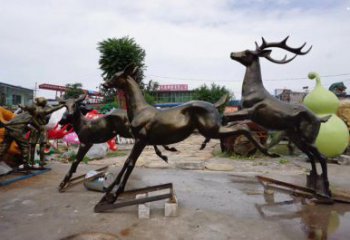 博爾塔拉戶外小鹿批發(fā)，動(dòng)物雕塑，梅花鹿銅雕塑供求