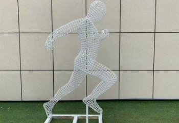 吐魯番鏤空運動員雕塑訂做，城市雕塑，鐵藝體育人物雕塑廠